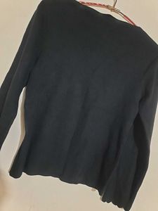 Black Scalloped Trim Sweater