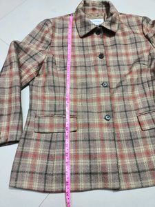Plaid Cotton Blend Koren Coat.