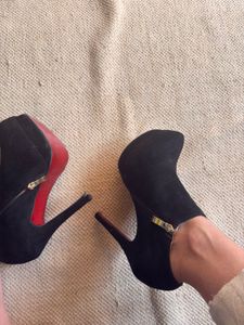 Black Suede Platform Booties
