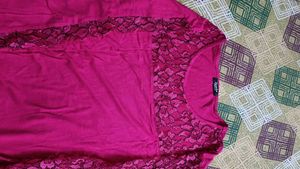 Pink Lace Detail Top