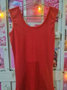 Ribbed Red Square Neck Bodycon Midi Dress