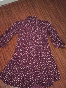 maroon floral knee length dress