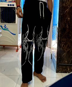 Graphic Print Black Sweatpants