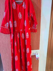 Red shimmer straight kurta