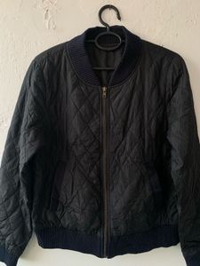 Quilted Black Bomber Jacket