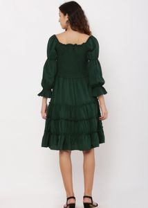 Emerald Green Tiered Mini Dress