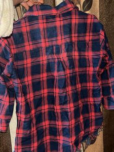 Red &amp; Blue Plaid Flannel Shirt
