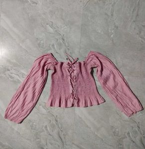 Chic Pink CorsetTop (Off Shoulder Long With Sleeve