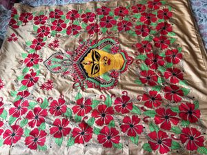 Maa Durga face kantha saree with blouse piece
