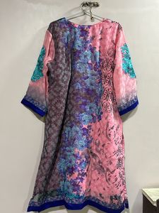 Pink And Blue Kurta Dupatta Set