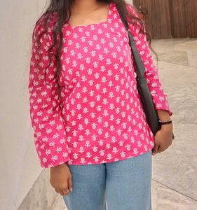 Pink kurti back side rope