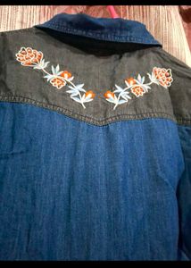 Denim Embroidered Dress