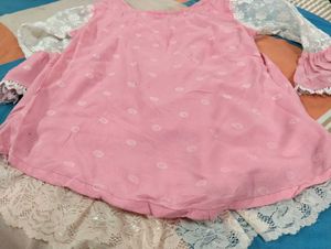 Pink Top with Lace Detail