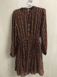 Geometric Print Sheer Dress
