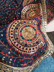 Skyblue Sequence Suit With Heavy Fulkari Duptta