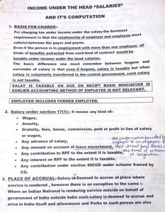 Income Under The Head Salaries Printed Notes