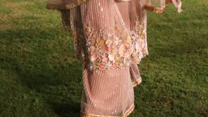 Mauve Embellished 3-Piece Flowy Sharara Set