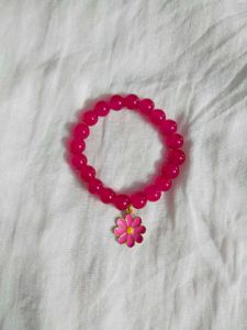 Blue Beaded Bracelet with Flower Charm