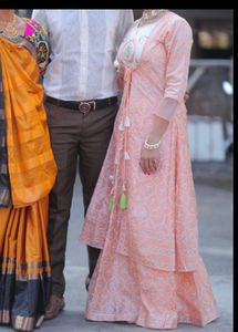 Peach Embroidered Kurta Set