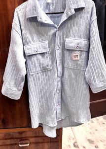 Korean style half shirt cyan colour