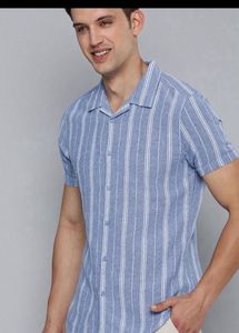 HERE&NOW Men Slim Fit OpaqueStripedCubanCollar C