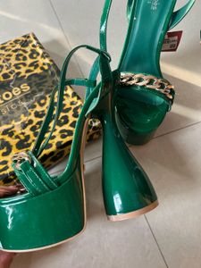 Emerald Platform Heels with Chain