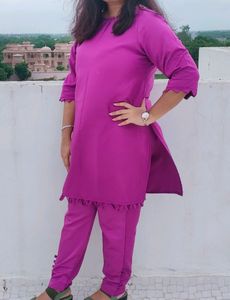 Satin Kurti pent set💜