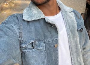 Denim Jacket with Fur Collar