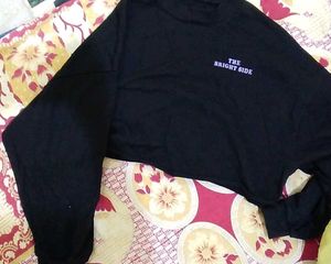 Black &#39;The Bright Side&#39; Cropped Long Sleeve