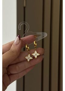 Rosette Gold Flower Drop Earrings