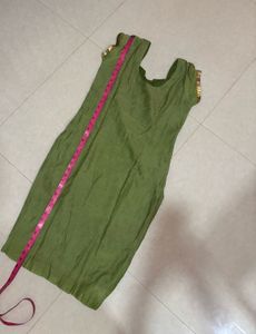 Pista Green Chanderi Cotton Kurta Set With Dupatta