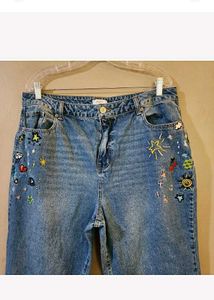Embroidered Denim Jeans