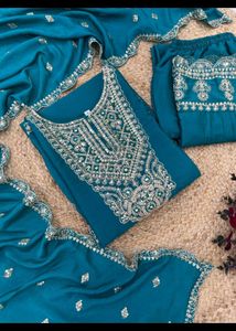 Teal Embroidered Kurta Set