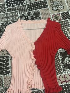 Two-Tone Ruffle Cardigan