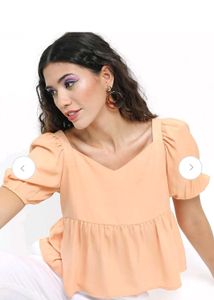 Peach Puff Sleeve Top