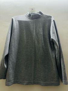 Gray Ribbed Mock Neck Top