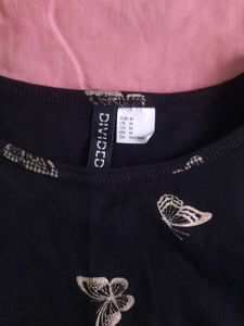 H&amp;M Black Crop Fitted Top