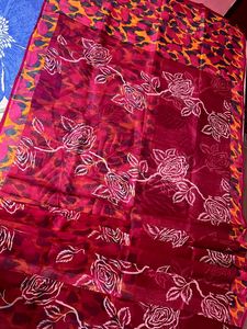 Rose Pink Printed Floral Saree