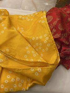 Yellow Bandhani Sari with Red Blouse