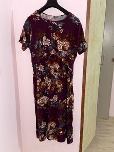 Floral Print Midi Dress (Size L)