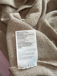 Tan H&amp;M V Neck Knit Top