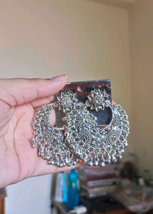 Metallic Oxidised Chandbali Earrings