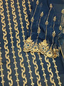 Elegant Blue Embroidered Kurta garara Set