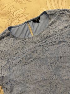 WESTSIDE Lace Tops - Blue &amp; Mustard