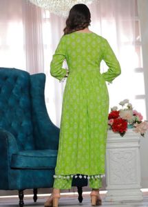 Lime Green Printed Kurta Set