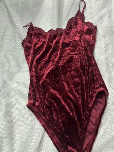 Maroon Velvet Bodysuit