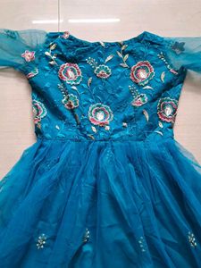 Elegant Blue Embroidered Dress