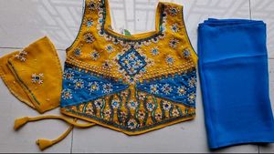 Yellow Blue Combination Lehnga choli (9 -10 years)