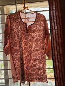 Pink Chicken Work Kurta
