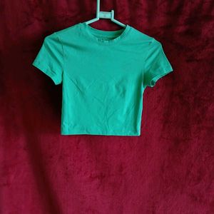 Aesthetic Pinteresty Green Fitted Crop Top Women